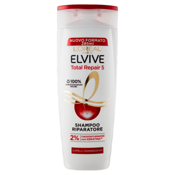 L'Oréal Paris Shampoo Elvive Total Repair 5, Per Capelli Danneggiati, 285 ml