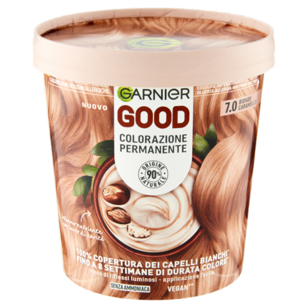 Garnier GOOD 7.0 Biondo Caramello, colorazione permanente senza ammoniaca, 90% di origine naturale