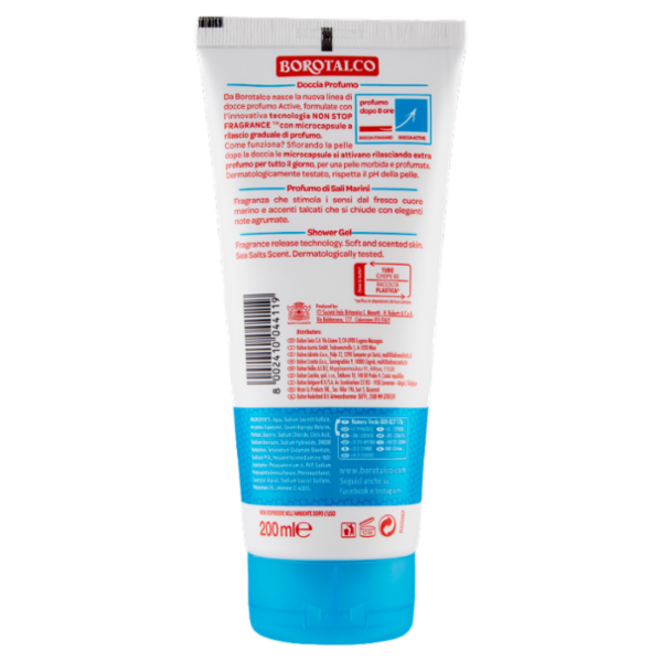 Borotalco Active Shower Gel Profumo di Sali Marini 200 ml