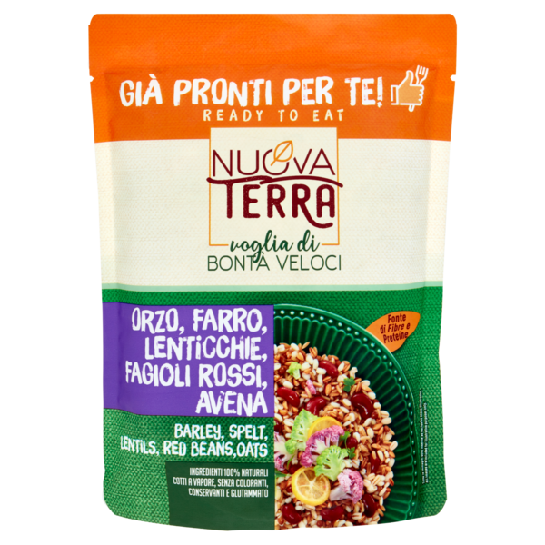 Nuova Terra Già Pronti per Te! Orzo, Farro, Lenticchie, Fagioli Rossi, Avena 250 g