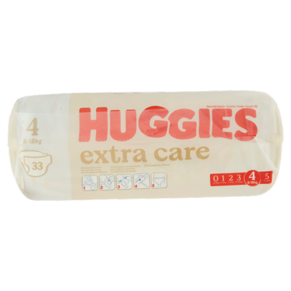 Huggies extra care Pannolini 4 8-16 Kg 33 pz