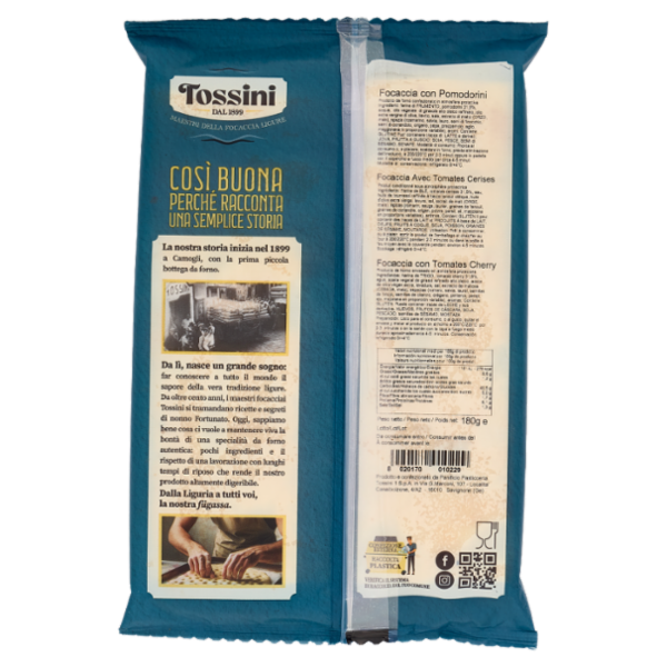 Tossini Focaccia alla Genovese Focaccia con Pomodorini 180 g
