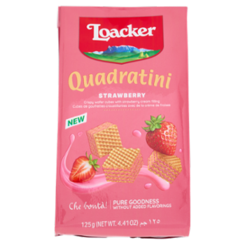 Loacker Quadratini Strawberry Wafer Con Crema Alla Fragola Wafers 125 g