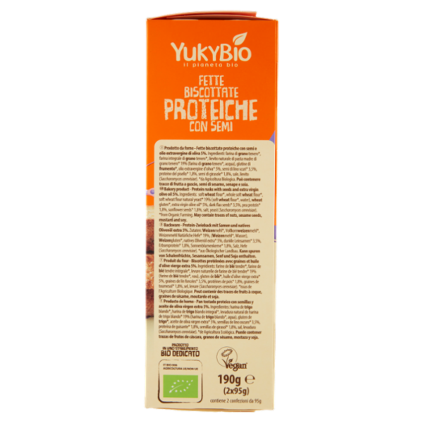 YUKYBIO Power Fit 23 % Proteine Fette Biscottate Proteiche con Semi 2 x 95 g