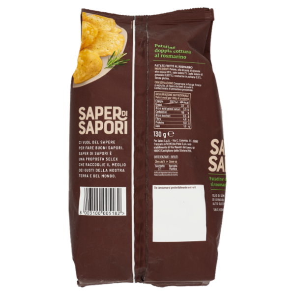 Selex Saper di Sapori Patatine Doppia Cottura Gusto Rosmarino 130 g