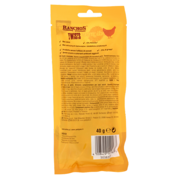 Pedigree Ranchos Twists 100% Petto di Pollo 40 g