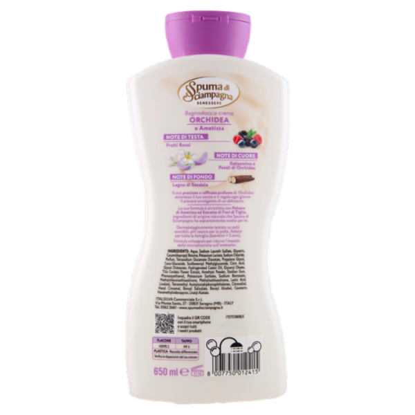 Spuma di Sciampagna Benessere Orchidea e Ametista Bagnodoccia crema Rigenerante 650 ml