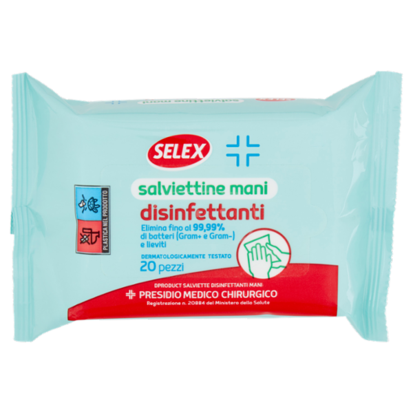 Selex Salviettine Mani Disinfettanti Presidio Medico Chirurgico 20 pezzi
