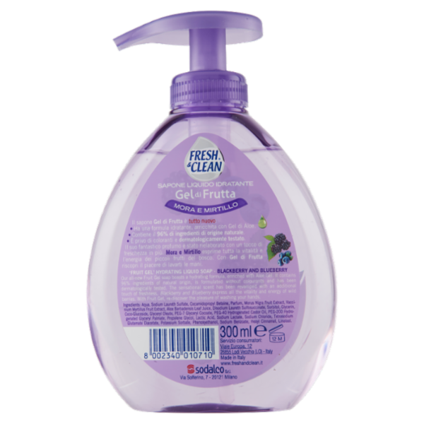 Fresh & Clean Gel di Frutta Sapone Liquido Idratante Mora e Mirtillo 300 ml