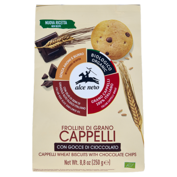 alce nero Frollino di Grano Cappelli con Gocce di Cioccolato 250 g