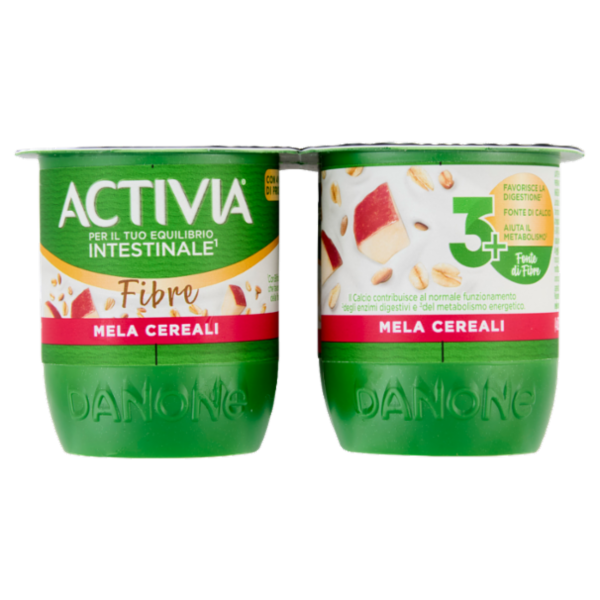 ACTIVIA Fibre Yogurt con Probiotico Bifidus, gusto Mela & Cereali, 4x125g
