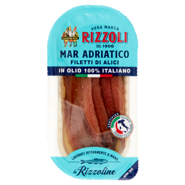 Rizzoli le Rizzoline Filetti di Alici Mar Adriatico in Olio 100% Italiano 40 g