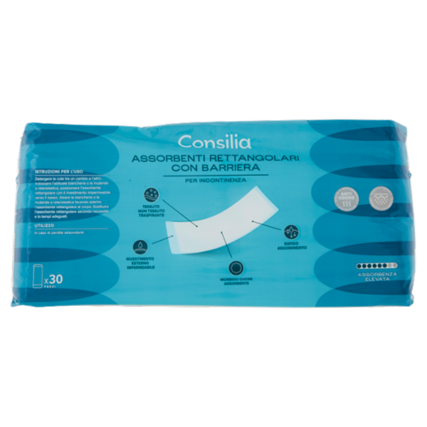 Consilia Assorbenti per Incontinenza Rettangolari con Barriera 30 pezzi