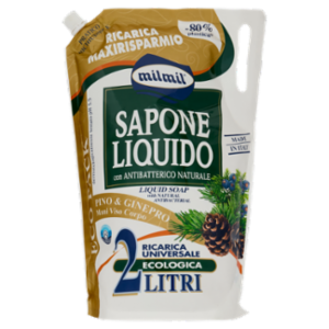 Milmil Sapone Liquido Pino & Ginepro Ricarica Universale Ecologica 2 Litri