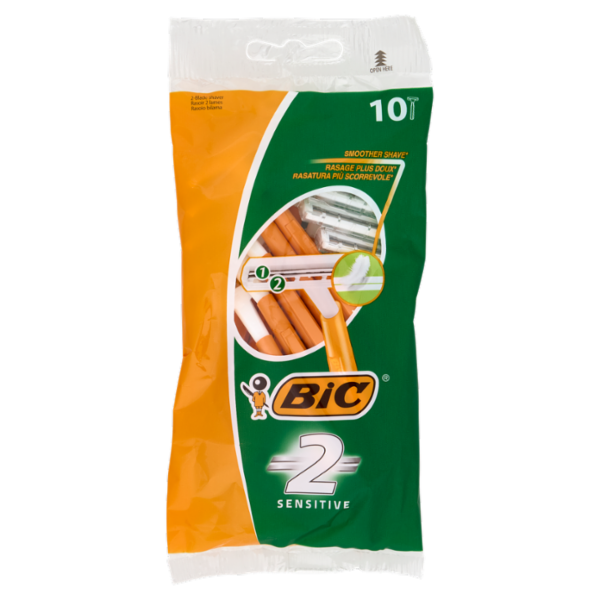Bic 2 Sensitive Rasoi 2 Lame Usa e Getta da Uomo, 10 pezzi