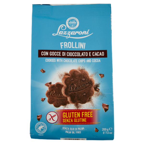 Lazzaroni Senza Glutine Frollini con Gocce di Cioccolato e Cacao 200 g