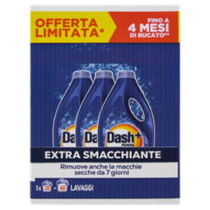 Dash Power Detersivo Liquido Lavatrice, Azione Extra-Smacchiante, 3x20 Lavaggi=60 Lavaggi 3x900ml