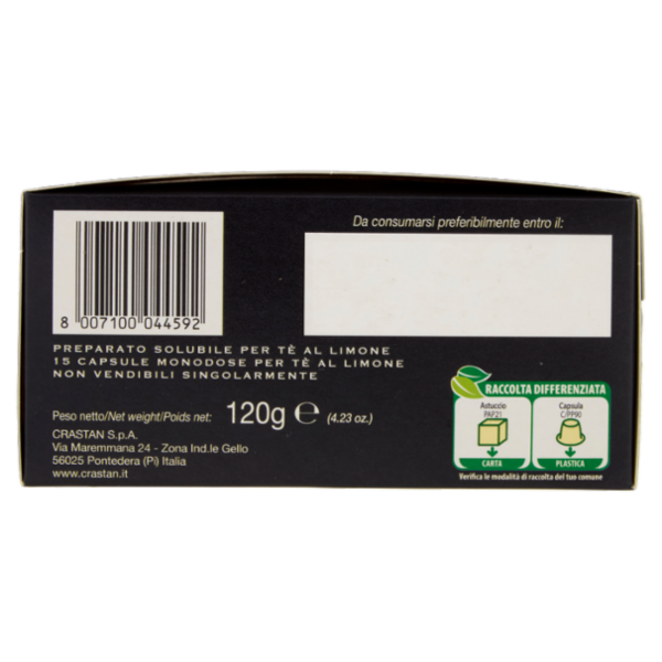 Crastan Tè al Limone Capsule Compatibili Nespresso 15 x 8 g