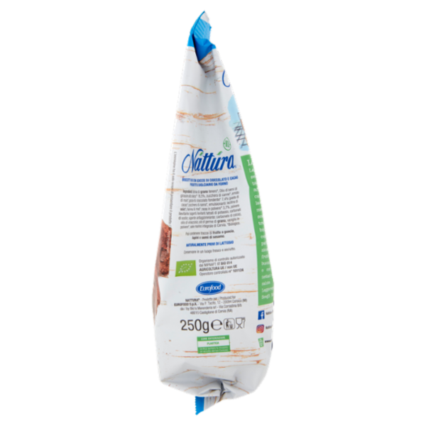 Náttúra Biscotti Extradark con gocce di cioccolato e cacao Bio 250 g