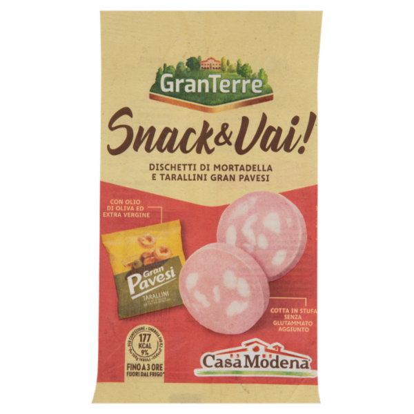 Casa Modena Snack & Vai! Dischetti di al Prosciutto Cotto e Tarallini Gran Pavesi 50 g