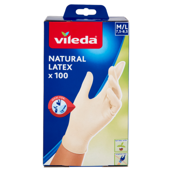 Vileda Natural Latex Guanti M/L 7,5-8,5 100 pz