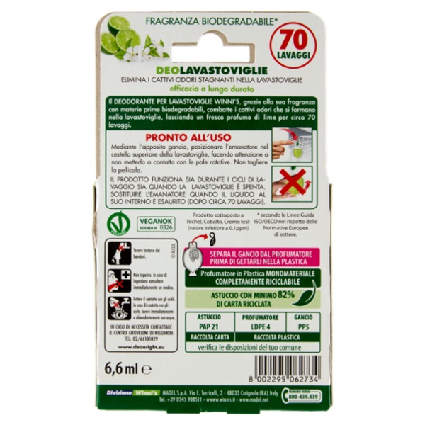 Winni's Naturel DeoLavastoviglie lime e fiori di mela 6,6 ml