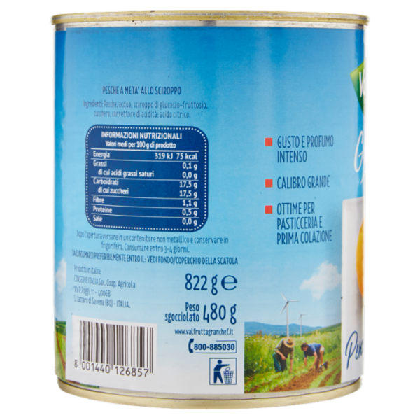 Valfrutta Granchef Pesche Percoche a Metà 822 g
