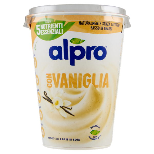ALPRO Alternativa Vegetale allo Yogurt, Vaniglia, a base di Soia, basso in Grassi, No Lattosio, 400g