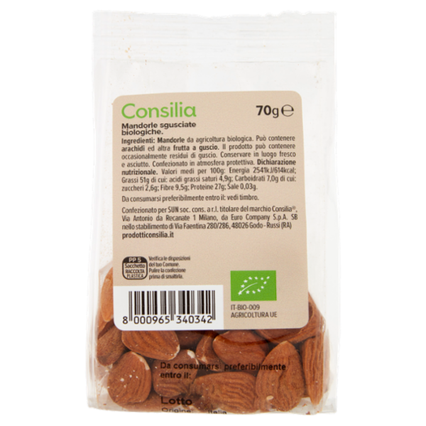 Consilia Frutta Secca Mandorle Sgusciate Biologiche 70 g