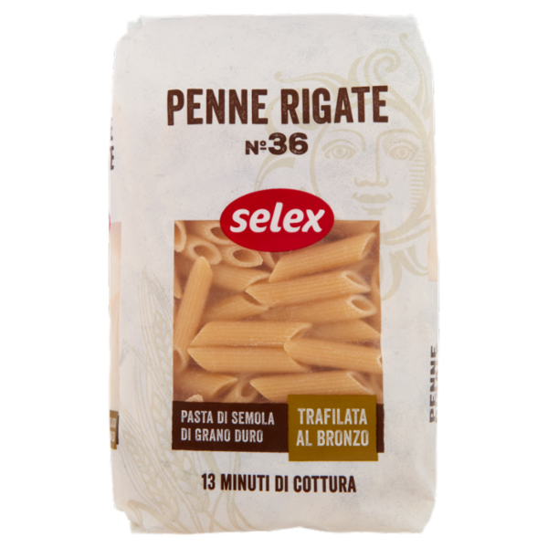 Selex Pasta di Semola Trafilata al Bronzo Penne Rigate 500 g