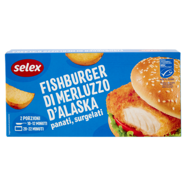 Selex Fish Burger di Merluzzo D'Alaska Panati Surgelati 2x105 g