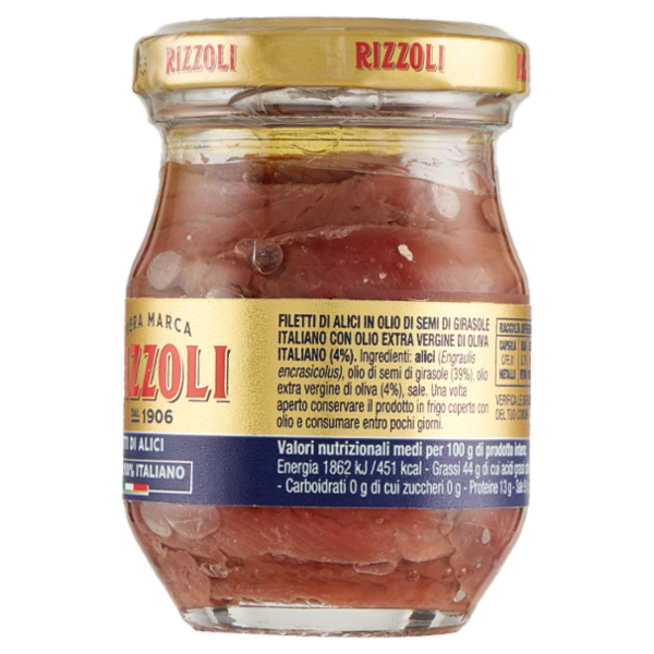 Rizzoli Filetti di Alici in Olio 100% Italiano 90 g