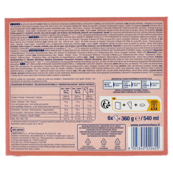 Sammontana Cinque Stelle Cioccolato 6 x 60 g