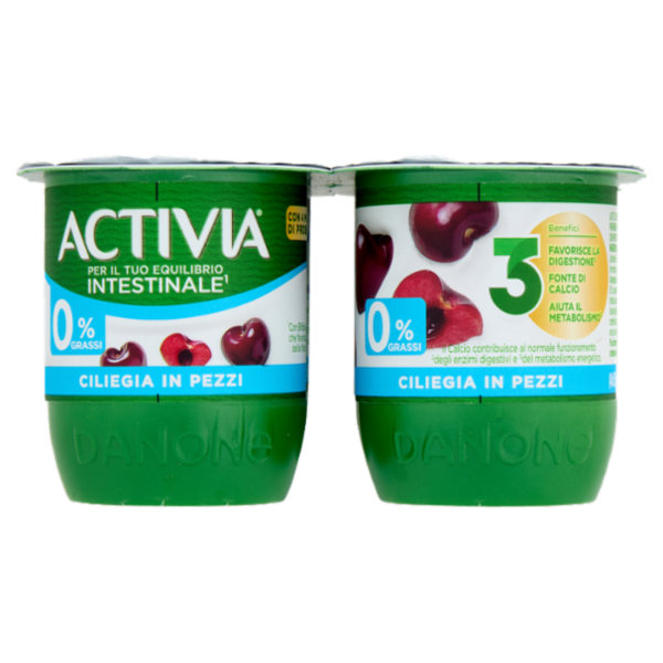 ACTIVIA Yogurt con Probiotico Bifidus, 0% Grassi, gusto Ciliegia, 4x125g