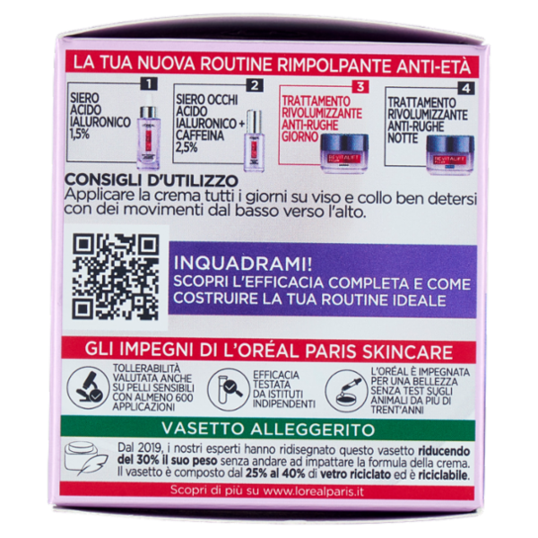 L'Oréal Paris Revitalift Filler Trattamento Rivolumizzante Anti-Rughe Giorno 50 ml