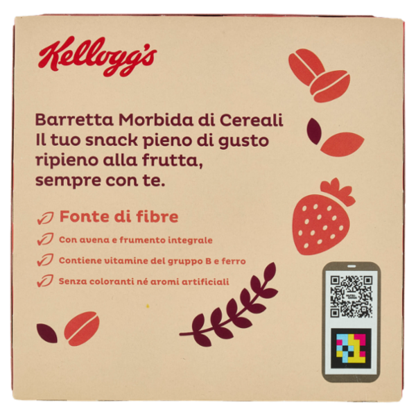 Kellogg's Barretta Morbida di Cereali Ripiena alla Fragola 6 x 37 g