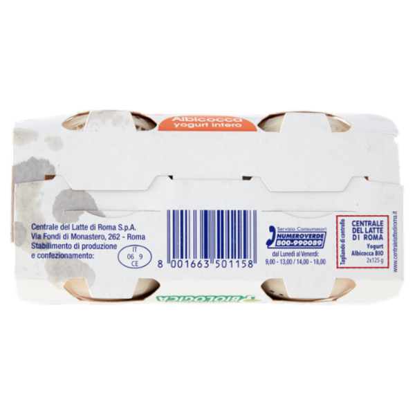 Centrale del Latte di Roma Albicocca yogurt intero da Agricoltura Biologica 2 x 125 g