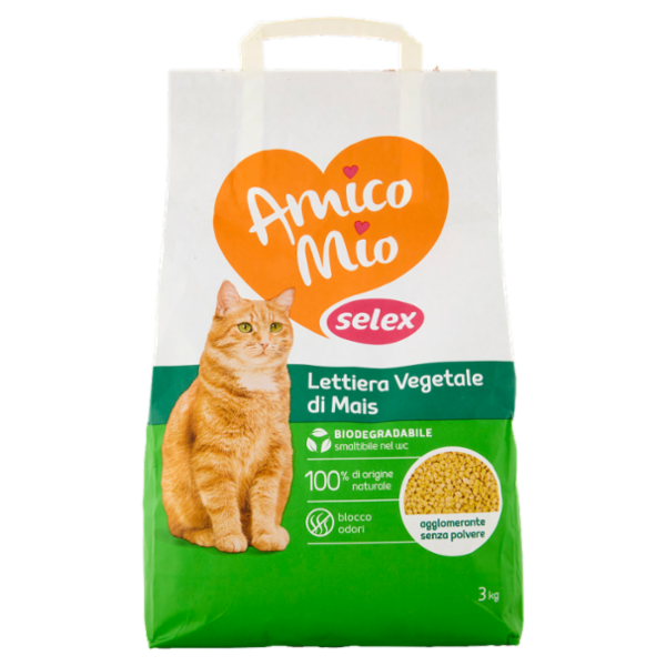 Selex Amico Mio Gatto Lettiera Agglomerante Vegetale di Mais Giallo 3 kg