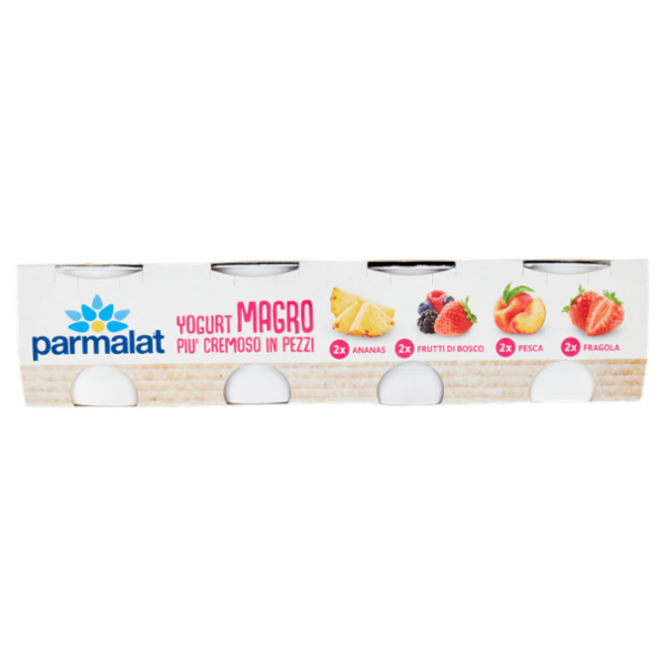 parmalat Yogurt Magro Più Cremoso in Pezzi 2 Ananas, 2 Frutti Bosco, 2 Pesca, 2 Fragola 8 x 125 g