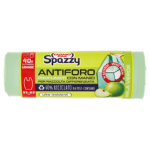 Domopak Spazzy Antiforo Profumati Con Manici 40 Lt Pattumiera Grande 55x62 Cm Mela Verde 15 Pz