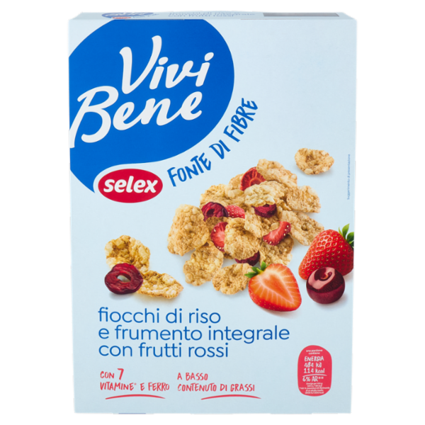 Selex Vivi Bene Fiocchi di Riso e Frumento Integrale con Frutti Rossi 300 g