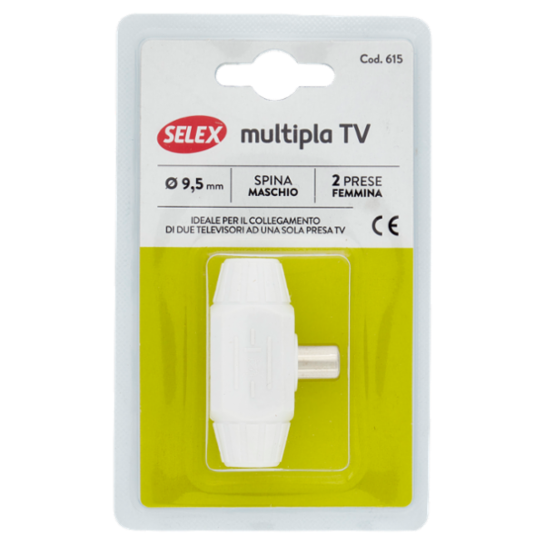 Selex Multipla Tv 1 Spina + 2 Prese Induttive Diametro 9,5 mm Bianco