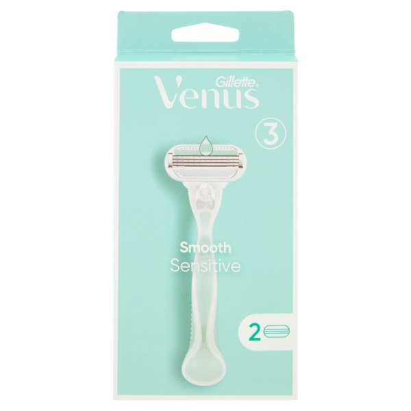 Gillette Venus Smooth Sensitive Manico + Lame per Rasoio da Donna 2 Ricariche