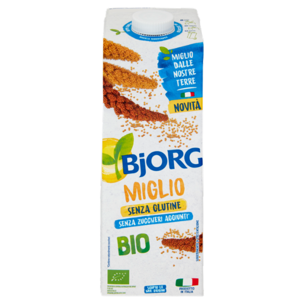 BJORG Miglio Bevanda Vegetale Bio, Senza Glutine, Senza Zuccheri Aggiunti, Prodotto in Italia, 1L