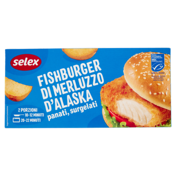 Selex Fish Burger di Merluzzo D'Alaska Panati Surgelati 2x105 g