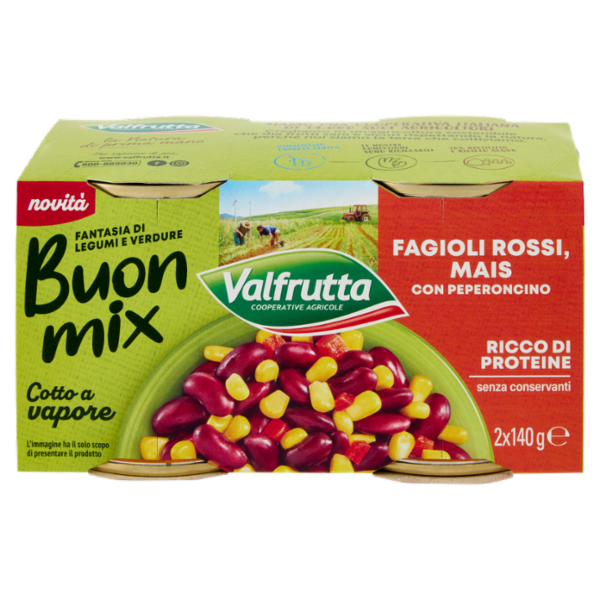 Valfrutta Buon mix Fagioli rossi, Mais con Peperoncino 2 x 140 g