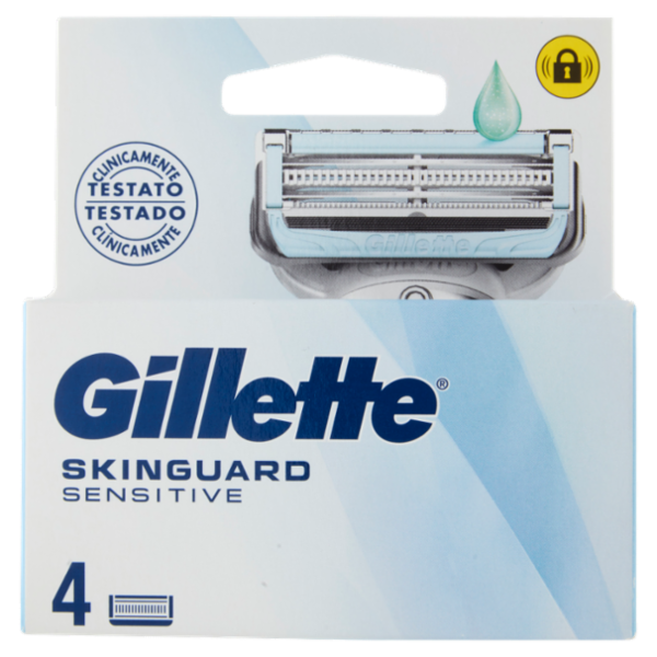Gillette Skinguard Sensitive Lamette di ricambio per Rasoio da Uomo, 4 Ricariche
