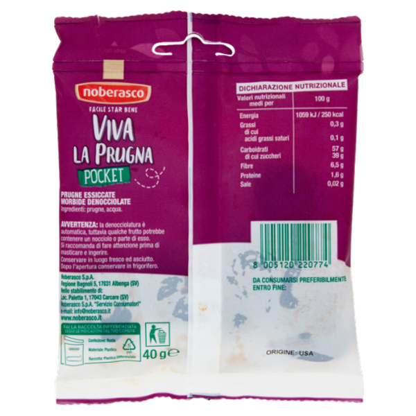 noberasco Viva la Prugna Denocciolate Pocket 40 g