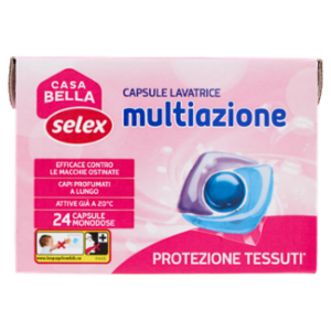 Selex Casa Bella Detersivo Lavatrice Liquido Multiazione Protezione Tessuti 24 Capsule Idrosolubili