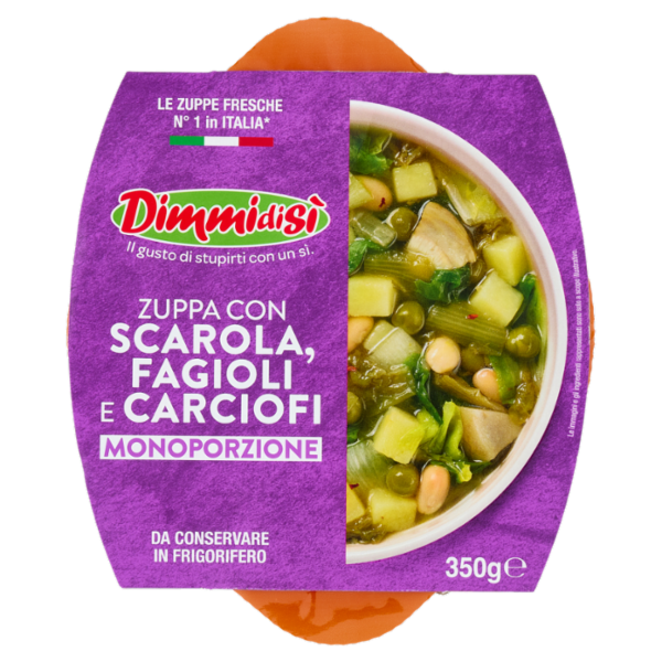 DimmidiSì Zuppa con Scarola, Fagioli e Carciofi Monoporzione 350 g